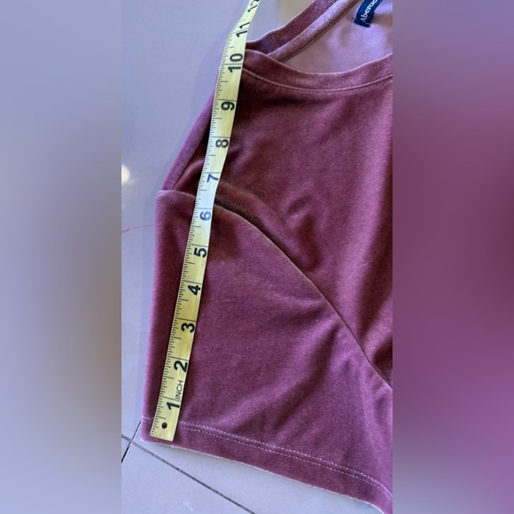 Abercrombie and Fitch Velvet short sleeve top wine color size M comfy top - Picture 15 of 16